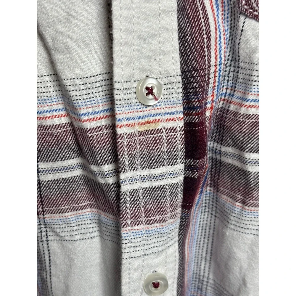 Red Camel Boys XL Flannel Button Down Shirt Plaid Burgundy White Blue L/S